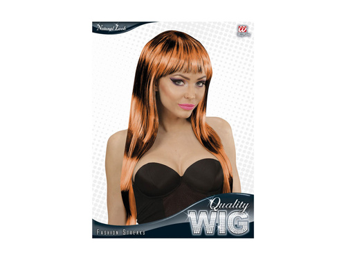 Czarno-pomarańczowa peruka z modnymi pasemkami