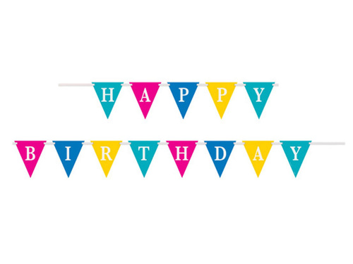 Multicolor flag banner with the inscription Happy Birthday - 274 cm - 1 pcs.