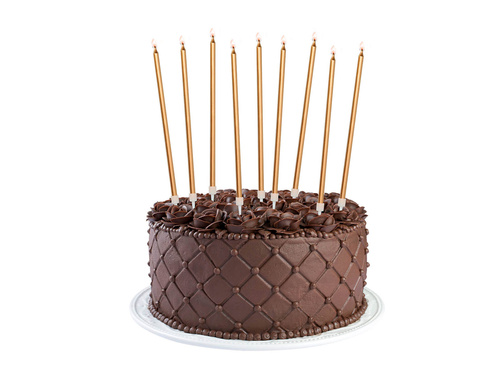 Birthday candles, gold - 16 pcs