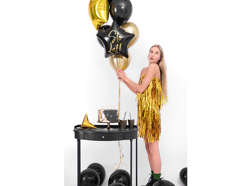 Foil star balloon Happy Birthday! black - 40 cm - 1 pc.
