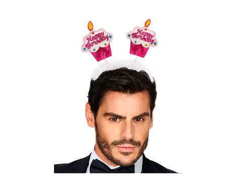 Opaska na głowę z futerkiem - babeczki urodzinowe