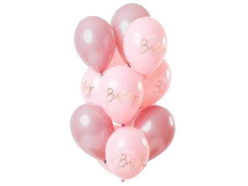 Set of Happy Birthday balloons pink - 30 cm - 12 pcs.