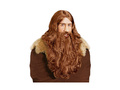 Peruka brązowa Wikinga z brodą i wąsami