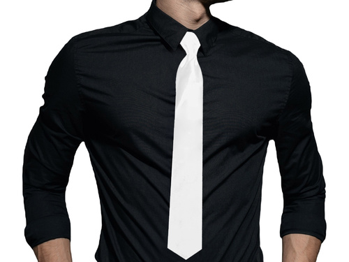 Tie Shiny white - 48 cm
