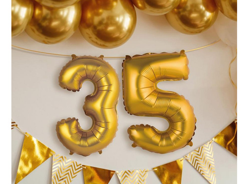 Mini Shape Number 3 Gold Foil Balloon - 35 cm - 1 pc