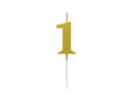 Metallic gold number candle - 1 - one