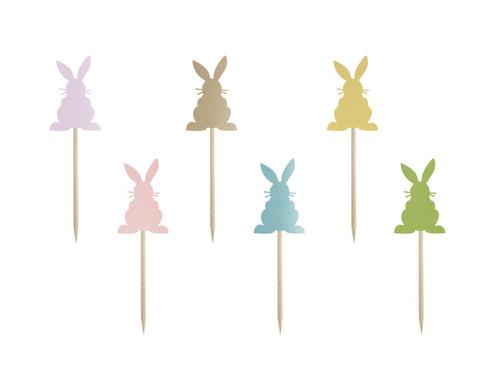 Easter bunny cake picks - 6 pcs.