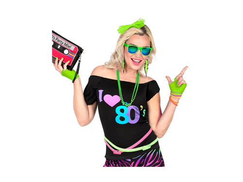 Neonowo zielone siateczkowe rękawiczki bez palców