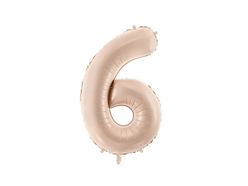Number 6 Beige Foil Balloon - 72 cm - 1 pc