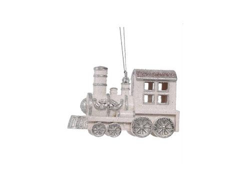 Bombka choinkowa Biała Ciuchcia - 12 cm - 1 szt.