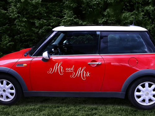 Wedding sticker for car - Mr. and Mrs.