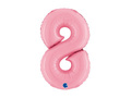 Balon foliowy cyfra 8 pastelowy różowy - 14" - 1 szt.