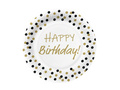 Birthday plates Happy Birthday Konfetti gold and black - 23 cm - 10 pcs.