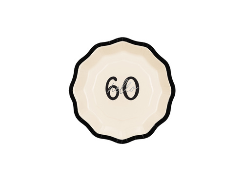 Talerzyki papierowe na urodziny "Hello 60" - 18 cm - 1 szt.