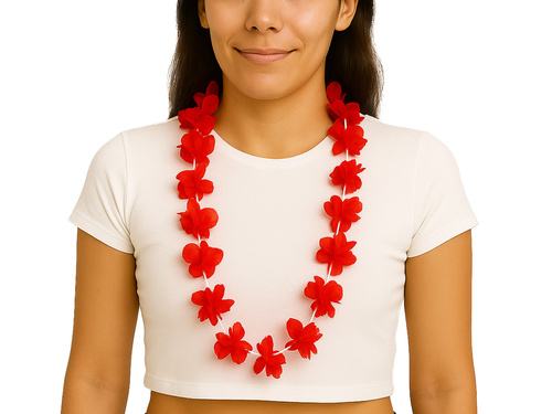 Hawaiian red necklace.