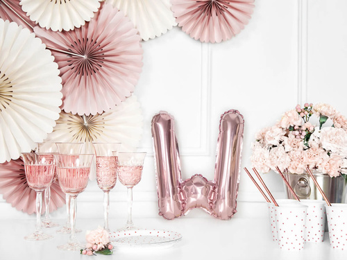 Foil balloon letter "W" pink and gold - 35 cm