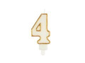 Number candle with gold border - 4 - 1 piece.