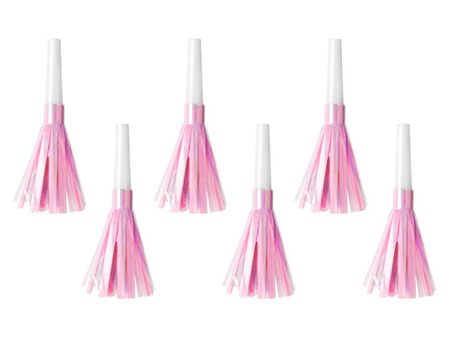 Trumpet whistles unrolled iridescent pink - 6 pcs