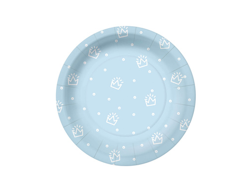 Blue plates with crowns - 18 cm - 10 pcs.