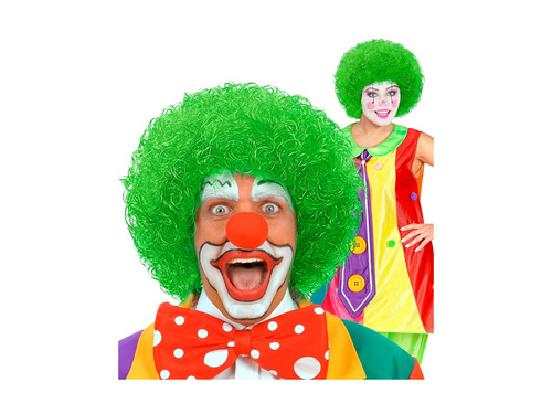 Zielona peruka klauna włosy afro