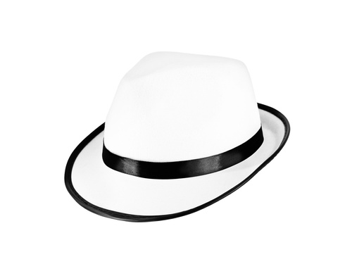 Kapelusz gangstera biały z czarną lamówką - 1 szt.