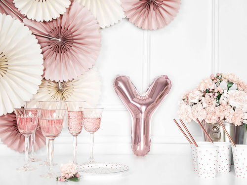 Foil balloon letter "Y" pink and gold - 35 cm