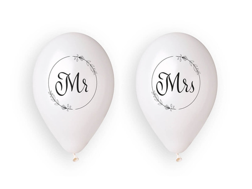 Balony lateksowe z nadrukiem weselnym Mr i Mrs - 33 cm - 4 szt.