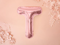 Foil balloon letter "T" pink and gold - 35 cm