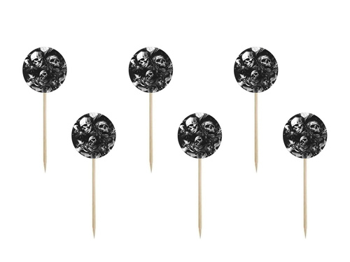Zestaw dekoracji na babeczki Upiorne Czaszki - 12 szt.