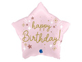 Balon foliowy gwiazda Happy Birthday różowym - 42x40 cm - 1 szt.
