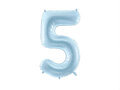 Number 5 Sky blue Foil Balloon - 72 cm - 1 pc