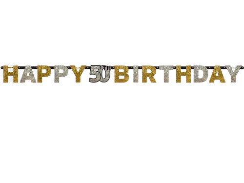 Happy Birthday banner for fifty - 240 cm - 1 pcs.