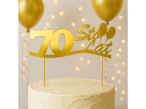 Topper papierowy  na tort 70 sto lat - 1 szt.