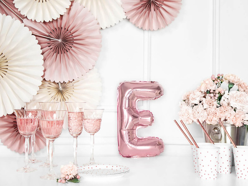 Foil balloon letter "E" pink and gold - 35 cm