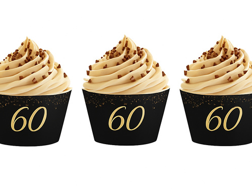 Sparkling cupcake liners for sixtieth birthday - 6 pcs.