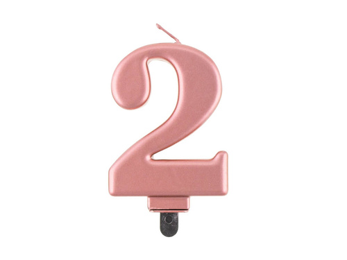 Metallic number candle rose gold - 2 - two