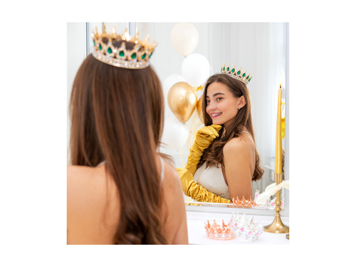 Korona na tort - 15 cm - złota z kryształkami - 1 szt.