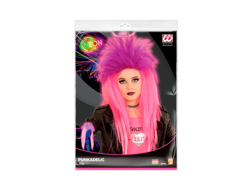 Neonowo różowo–fioletowa peruka punk