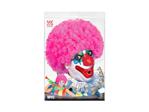 Kręcona peruka klauna różowa włosy afro