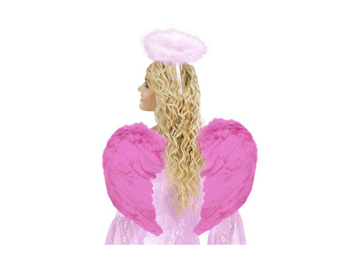 Różowe skrzydła z piór 50×40 cm