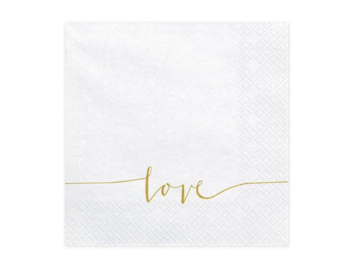 White napkins with the inscription Love - 33 cm - 20 pcs.