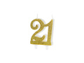 Number 21 candle with gold glitter - 1 pc.