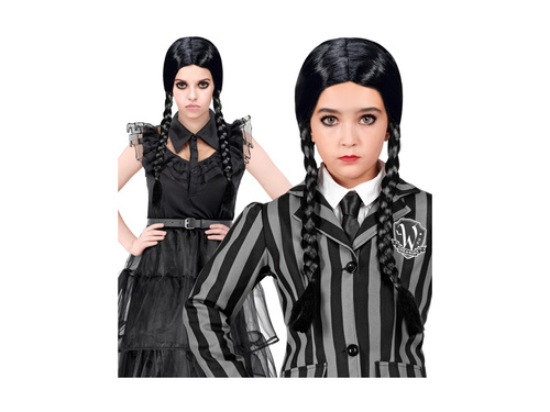 Peruka czarna z warkoczami