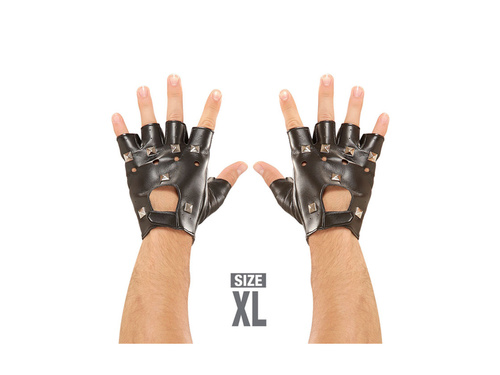 Skóropodobne rękawiczki nabijane ćwiekami bez palców