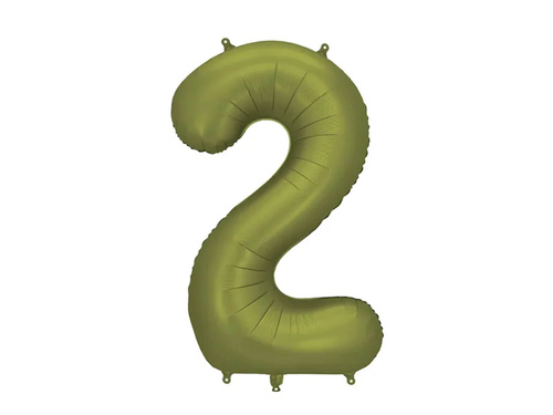 Balon foliowy oliwkowa cyfra 2 - 86 cm - 1 szt.