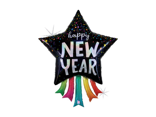 Balon foliowy gwiazda Happy Year - 36" - 1 szt.