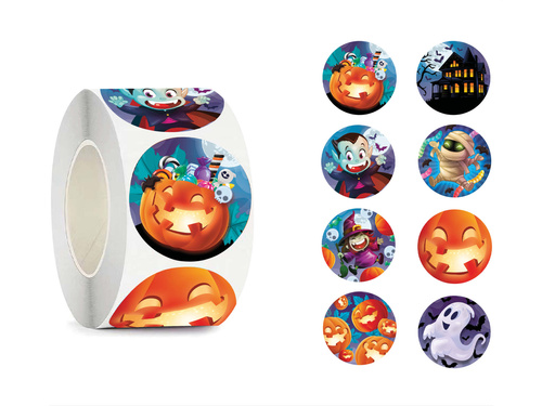 Roll of Halloween stickers - 200 pcs.