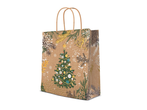 Vintage Christmas Tree gift bag medium - 1 pc.