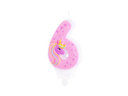 Unicorn candle no 6 - 1 pc