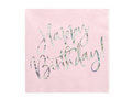 Serwetki urodzinowe jasnoróżowe Happy Birthday - 33 cm - 20 szt.